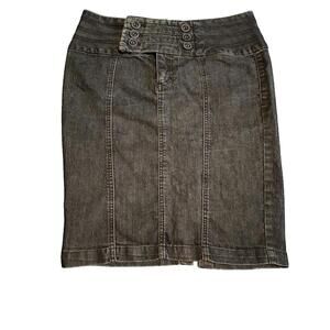 Boom Boom Jeans Dark Gray Denim Skirt with Button Detail
